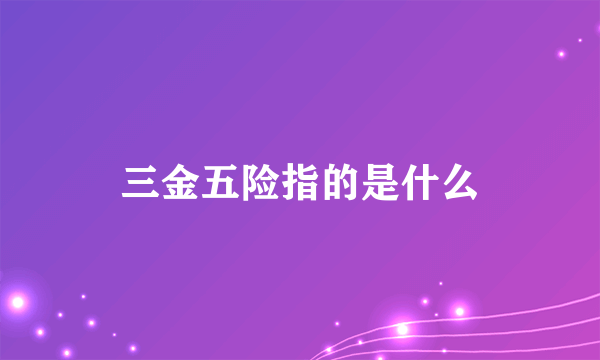 三金五险指的是什么