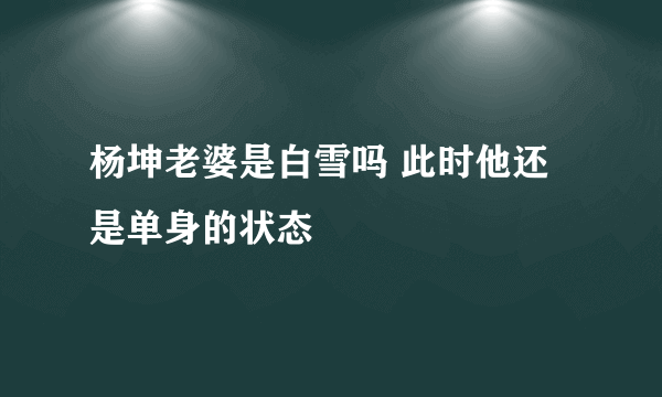 杨坤老婆是白雪吗 此时他还是单身的状态