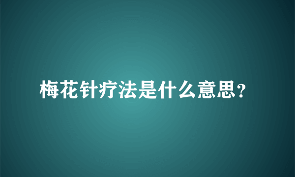 梅花针疗法是什么意思？