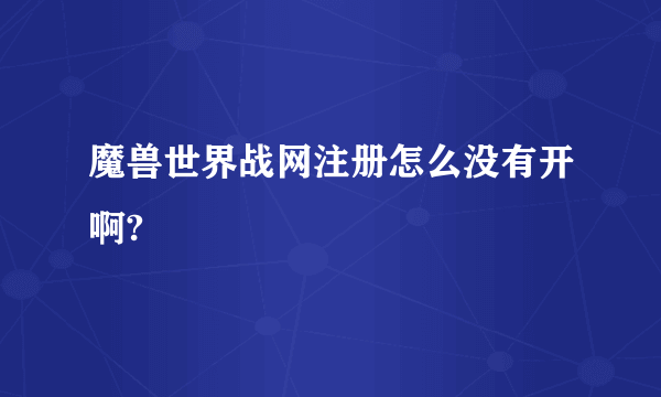 魔兽世界战网注册怎么没有开啊?