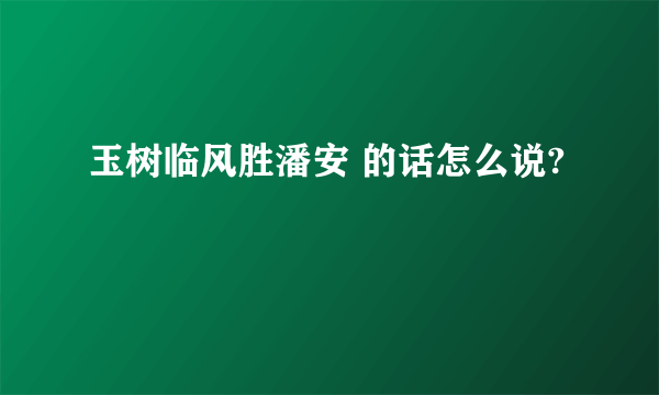 玉树临风胜潘安 的话怎么说?