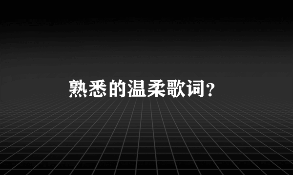 熟悉的温柔歌词？