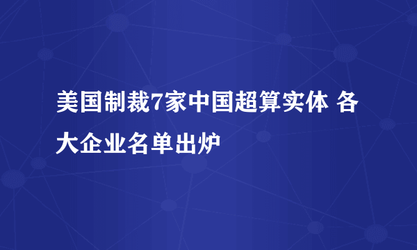 美国制裁7家中国超算实体 各大企业名单出炉