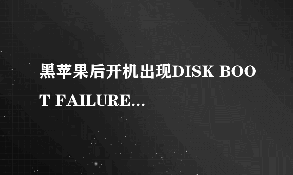 黑苹果后开机出现DISK BOOT FAILURE,INSERT SYSTEM DISK AND..