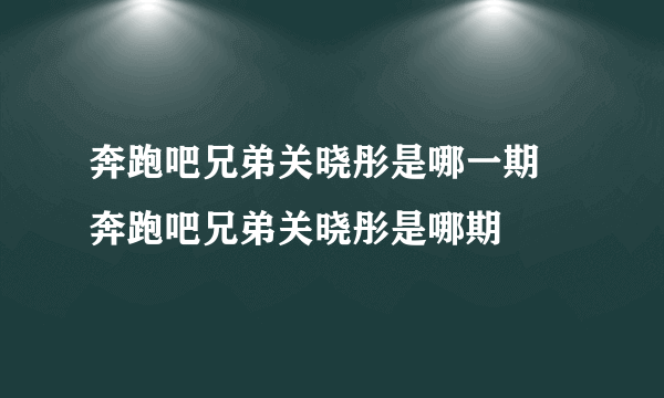 奔跑吧兄弟关晓彤是哪一期 奔跑吧兄弟关晓彤是哪期