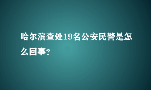 哈尔滨查处19名公安民警是怎么回事？