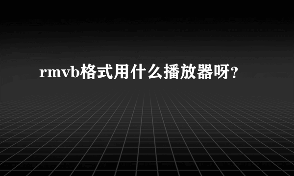 rmvb格式用什么播放器呀？