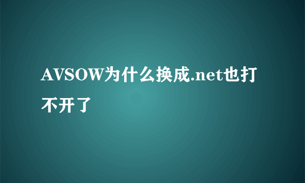 AVSOW为什么换成.net也打不开了