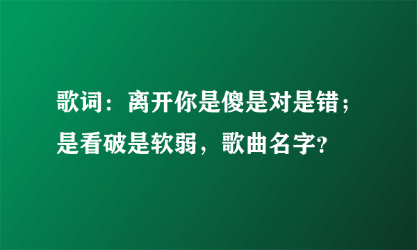 歌词：离开你是傻是对是错；是看破是软弱，歌曲名字？