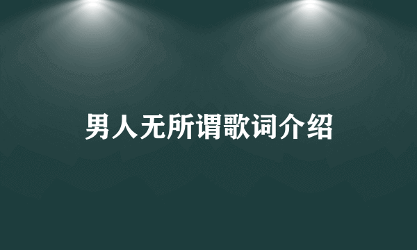 男人无所谓歌词介绍