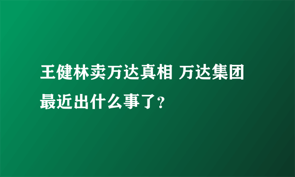 王健林卖万达真相 万达集团最近出什么事了？