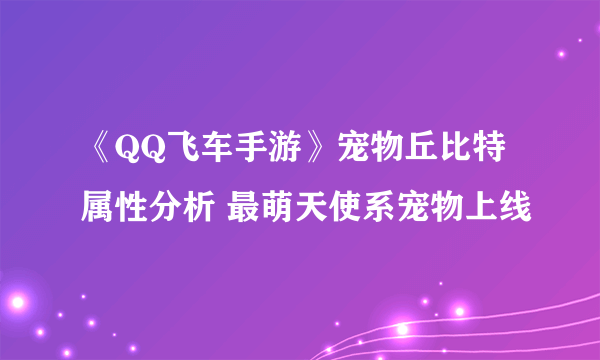 《QQ飞车手游》宠物丘比特属性分析 最萌天使系宠物上线