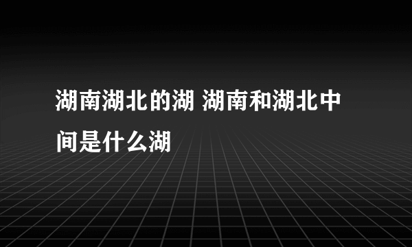 湖南湖北的湖 湖南和湖北中间是什么湖