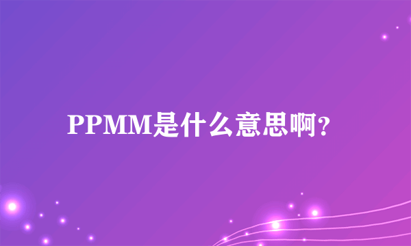 PPMM是什么意思啊？