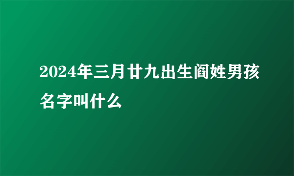 2024年三月廿九出生阎姓男孩名字叫什么