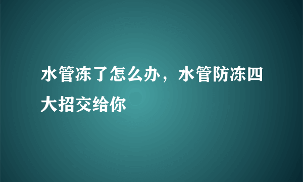 水管冻了怎么办，水管防冻四大招交给你