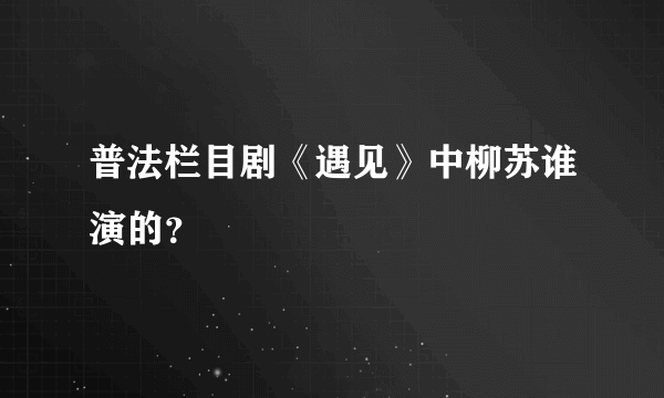 普法栏目剧《遇见》中柳苏谁演的？