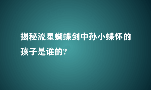 揭秘流星蝴蝶剑中孙小蝶怀的孩子是谁的?