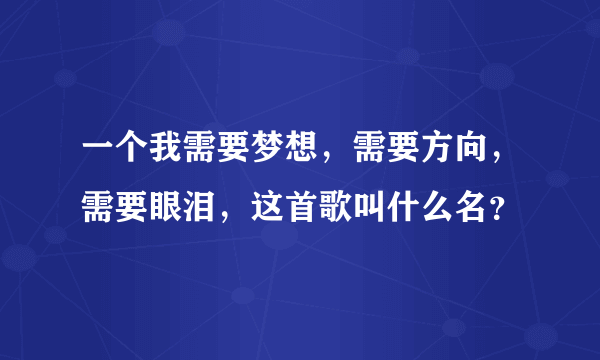 一个我需要梦想，需要方向，需要眼泪，这首歌叫什么名？