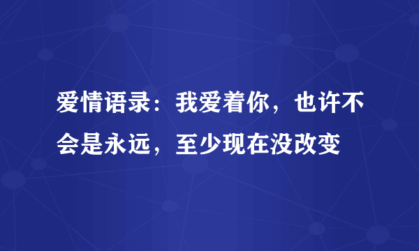 爱情语录：我爱着你，也许不会是永远，至少现在没改变