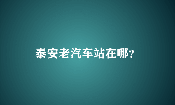 泰安老汽车站在哪？