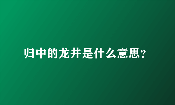 归中的龙井是什么意思？