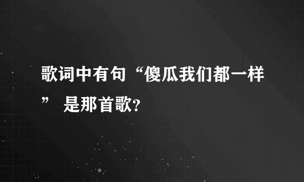 歌词中有句“傻瓜我们都一样” 是那首歌？