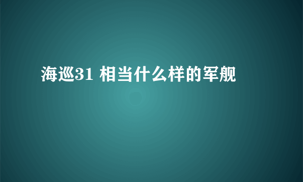 海巡31 相当什么样的军舰