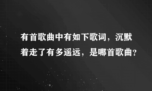 有首歌曲中有如下歌词，沉默着走了有多遥远，是哪首歌曲？