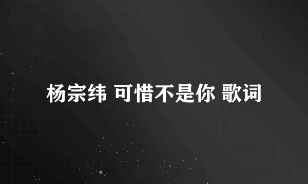 杨宗纬 可惜不是你 歌词