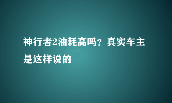 神行者2油耗高吗？真实车主是这样说的