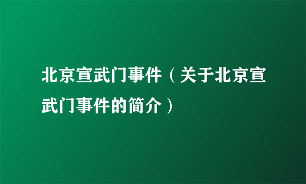 北京宣武门事件（关于北京宣武门事件的简介）