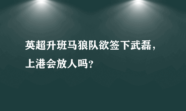 英超升班马狼队欲签下武磊，上港会放人吗？