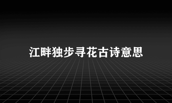 江畔独步寻花古诗意思