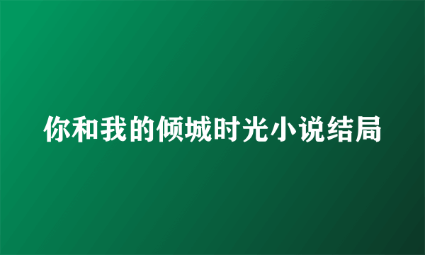 你和我的倾城时光小说结局