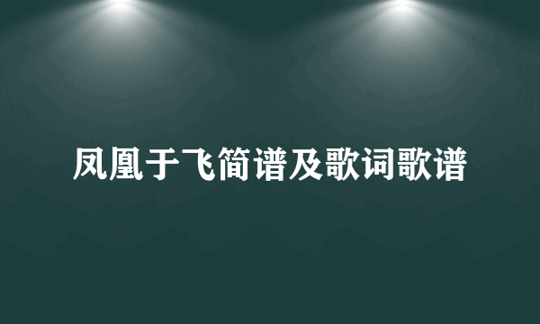 凤凰于飞简谱及歌词歌谱