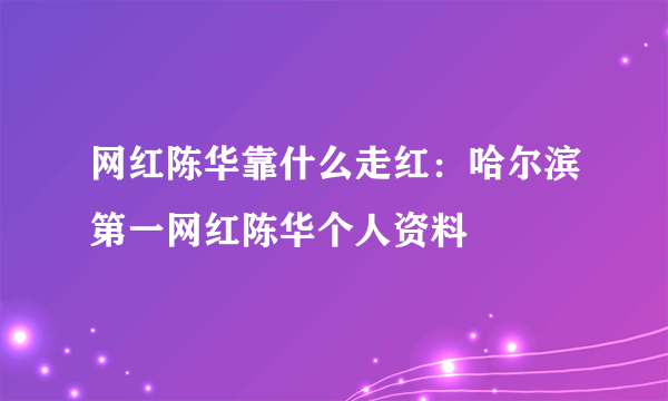 网红陈华靠什么走红：哈尔滨第一网红陈华个人资料