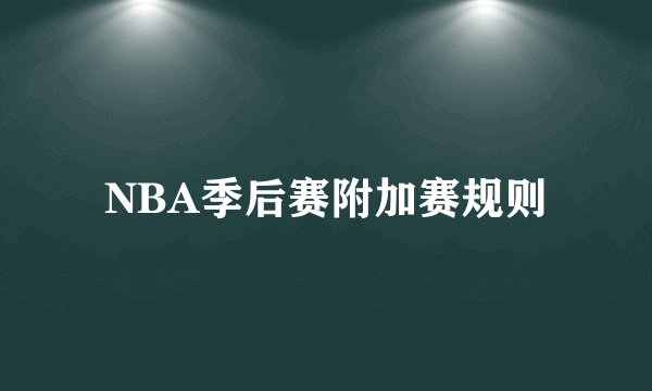 NBA季后赛附加赛规则