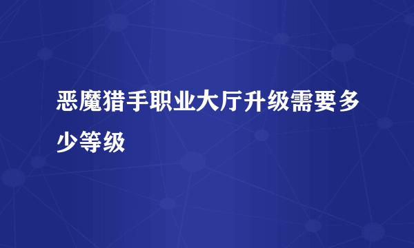 恶魔猎手职业大厅升级需要多少等级