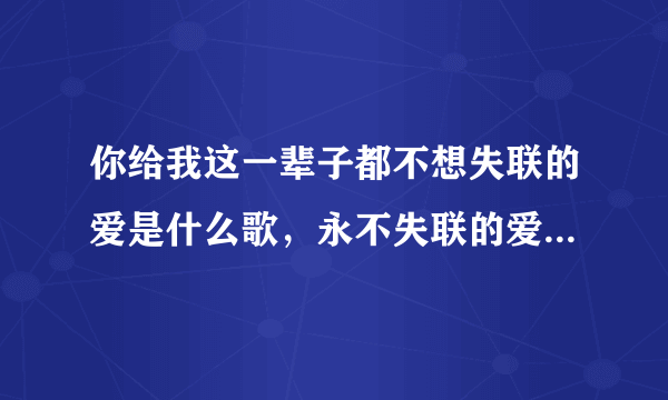 你给我这一辈子都不想失联的爱是什么歌，永不失联的爱歌曲介绍