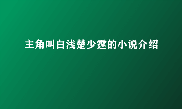 主角叫白浅楚少霆的小说介绍