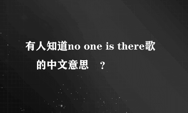 有人知道no one is there歌詞的中文意思嗎？