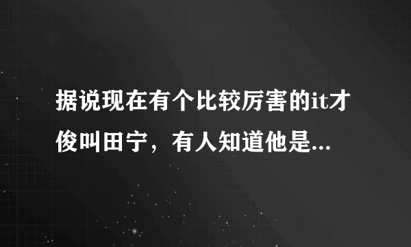 据说现在有个比较厉害的it才俊叫田宁，有人知道他是干啥的不？我觉得他好帅啊