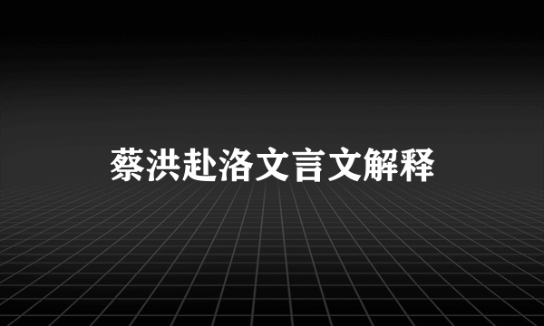 蔡洪赴洛文言文解释