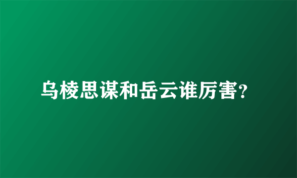 乌棱思谋和岳云谁厉害？