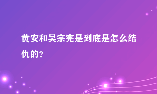 黄安和吴宗宪是到底是怎么结仇的？