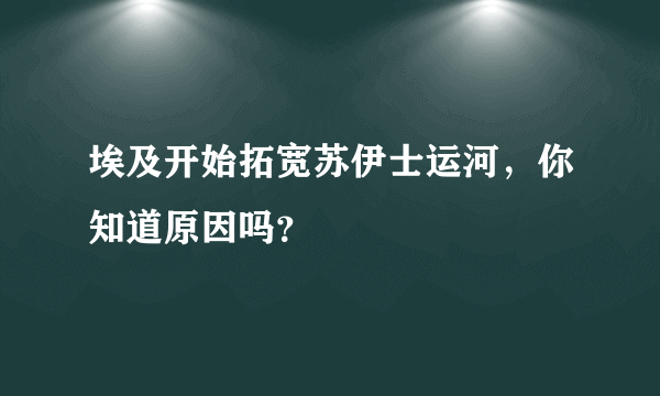 埃及开始拓宽苏伊士运河，你知道原因吗？