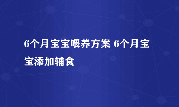 6个月宝宝喂养方案 6个月宝宝添加辅食