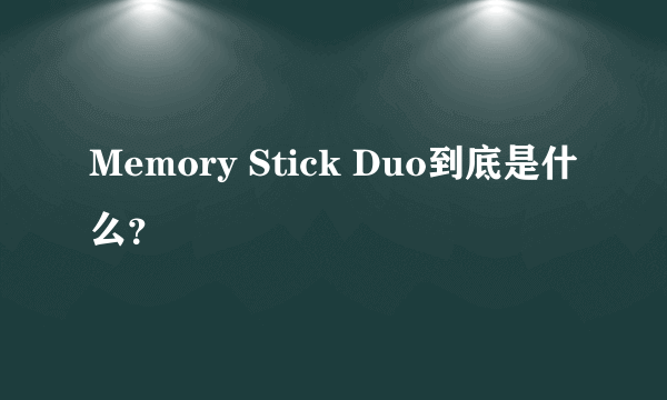 Memory Stick Duo到底是什么？