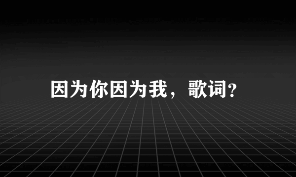 因为你因为我，歌词？